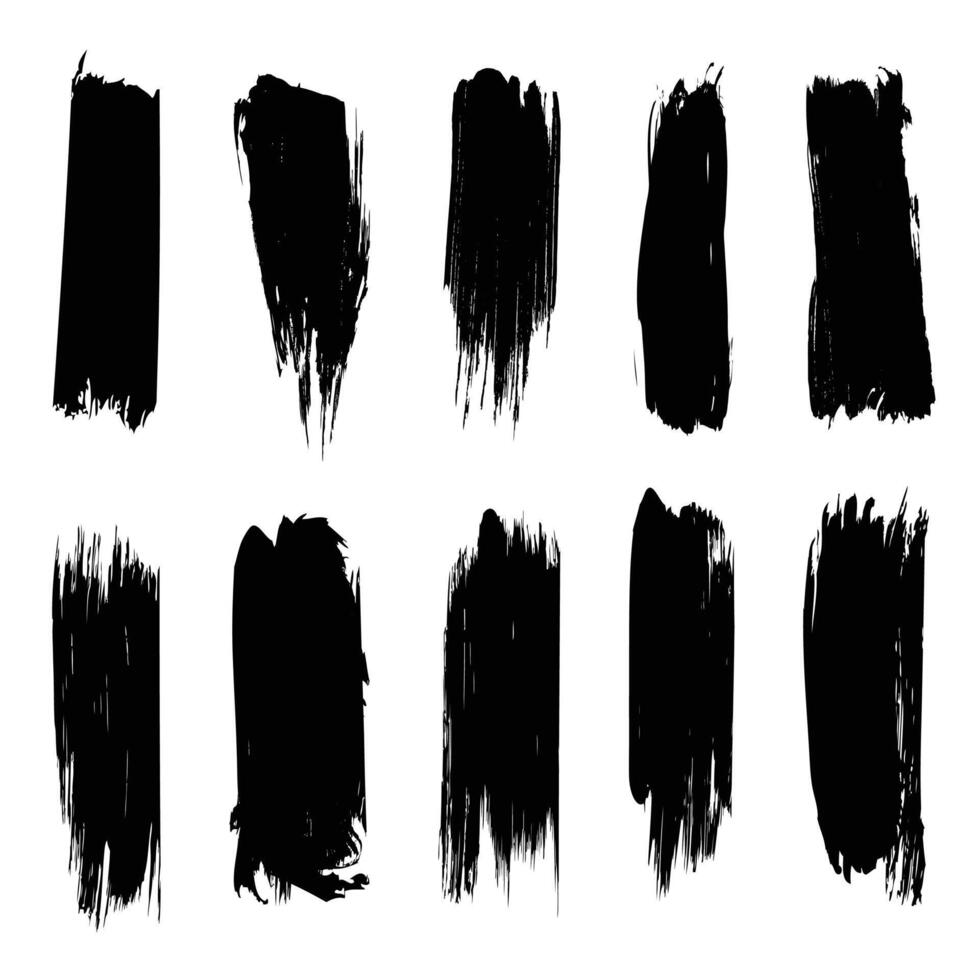 Set of brush stoke on white background vector