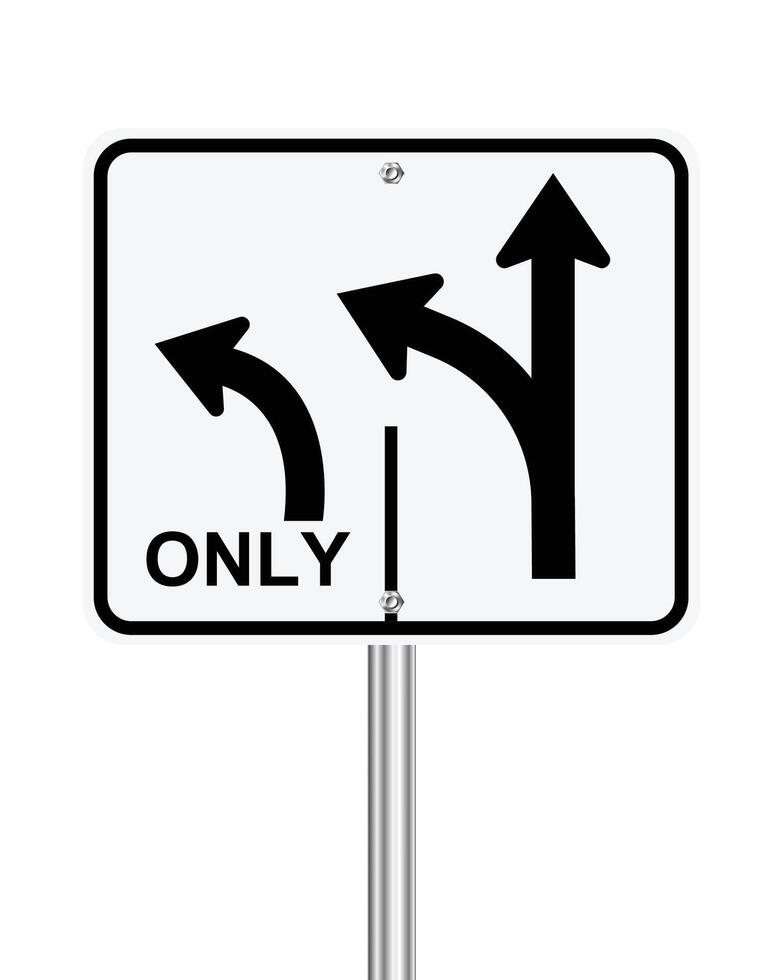 Advance intersection two lanes control traffic sign on white vector