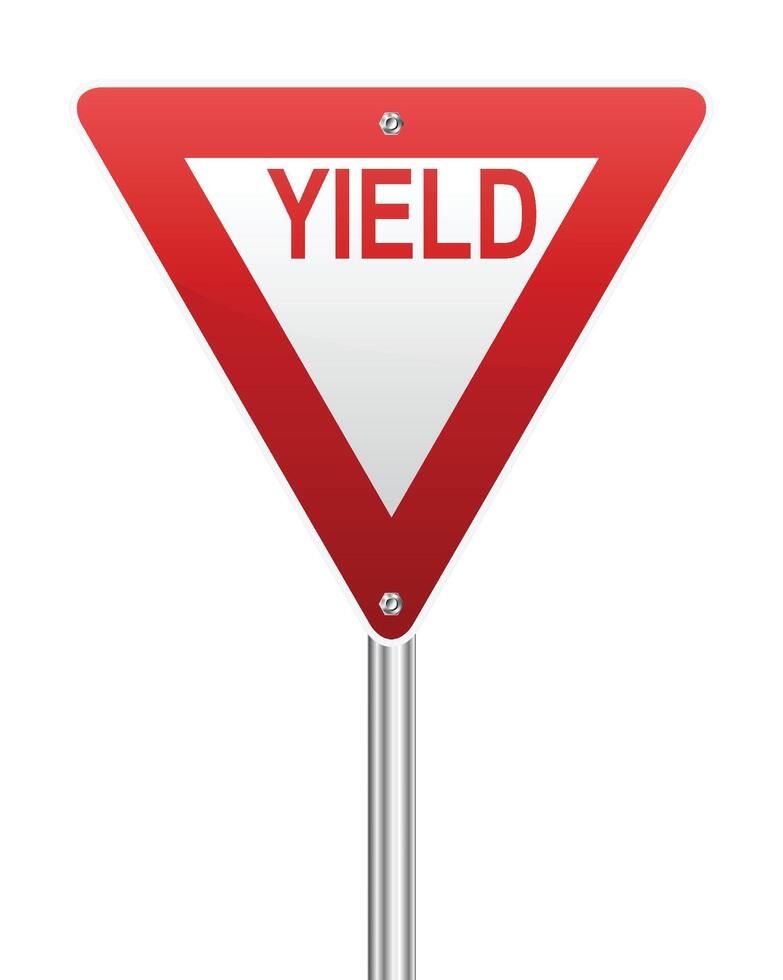 Yield traffic sign on white vector