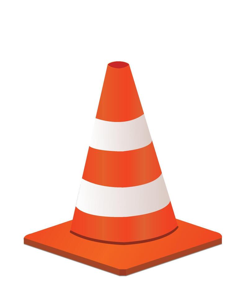 Orange traffic cone on white vector