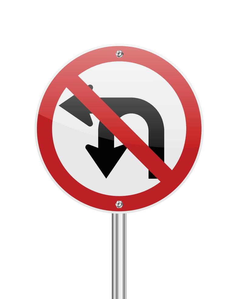 Do not turn left or U turn street sign on white vector