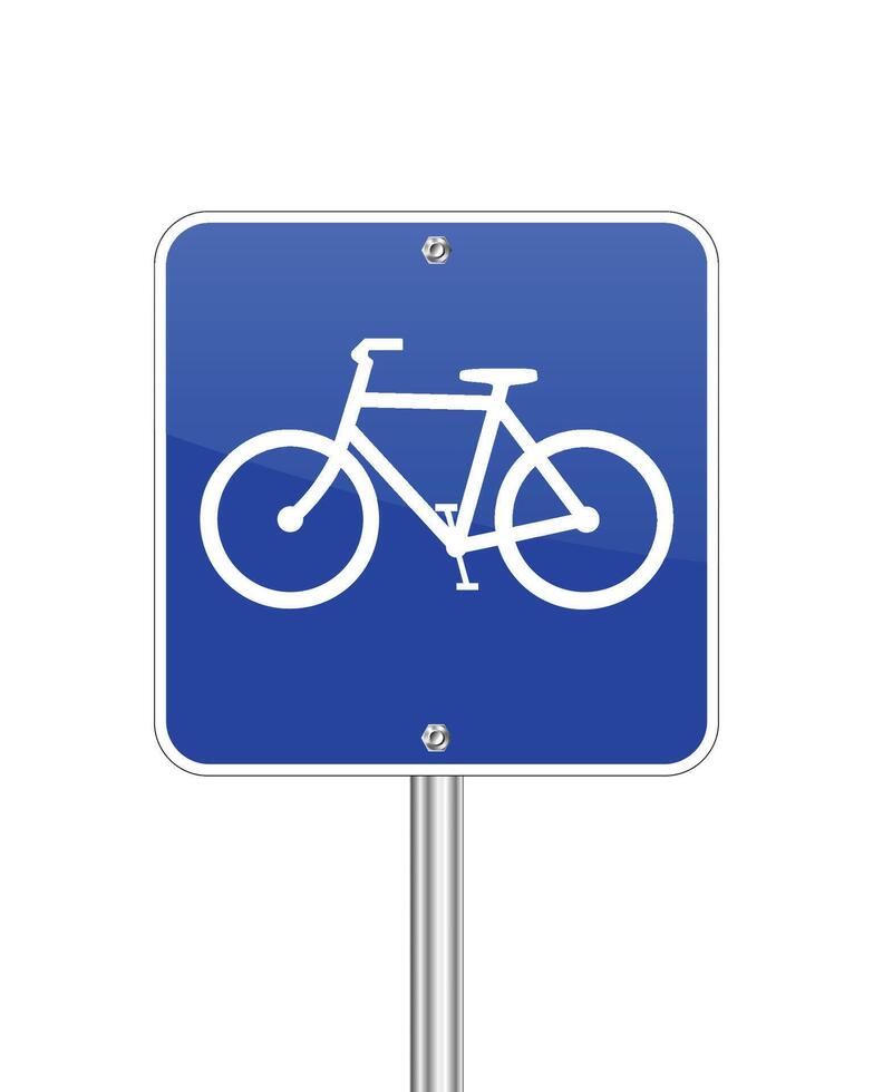 Bicycle track lane taffic sign on white vector