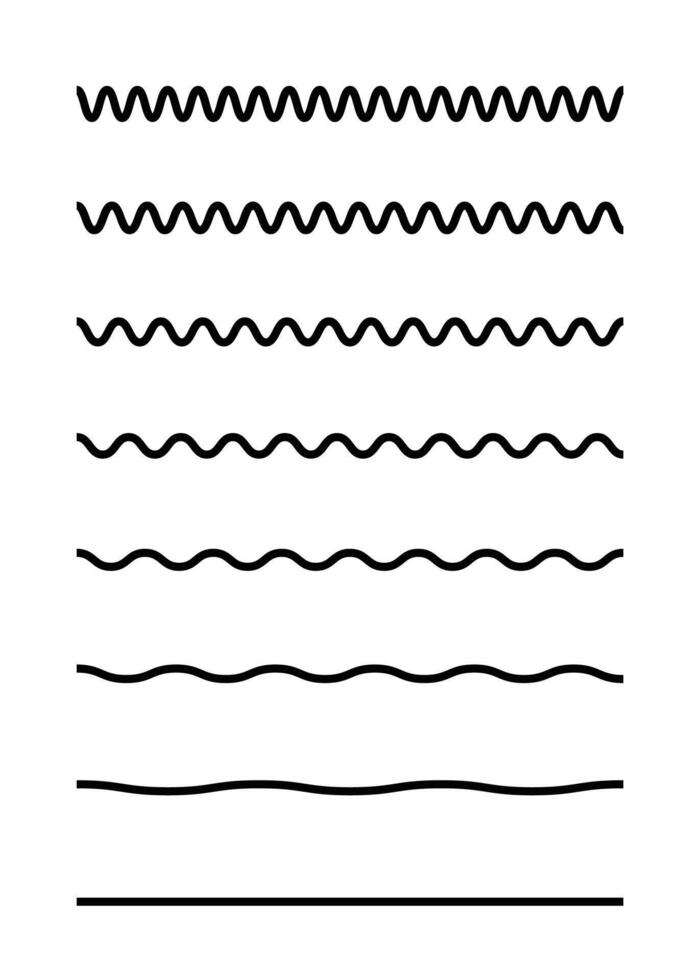 Set of wavy horizontal lines on white vector