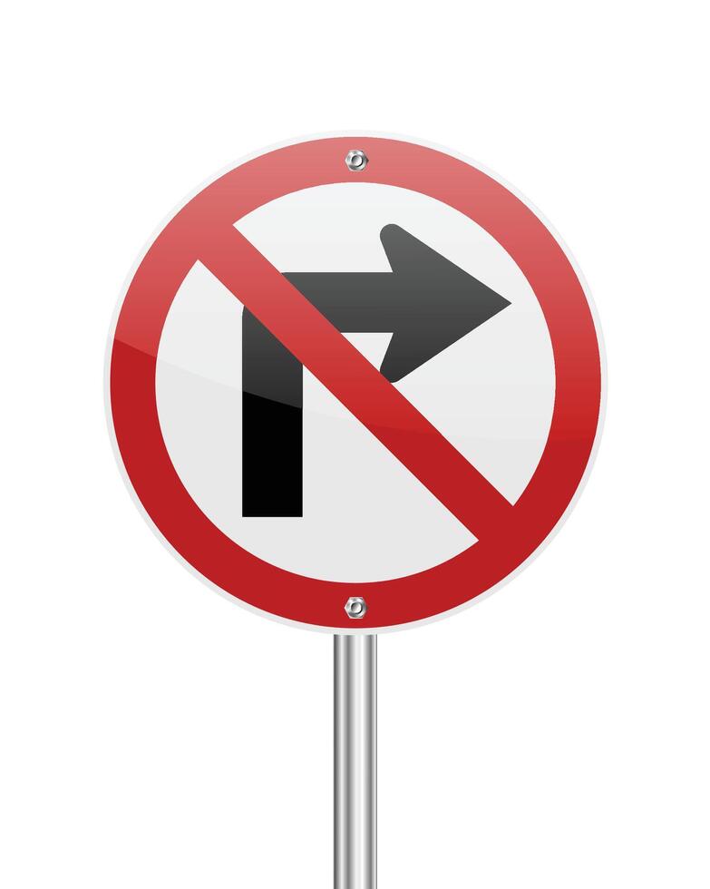 Do not turn right street sign on white vector