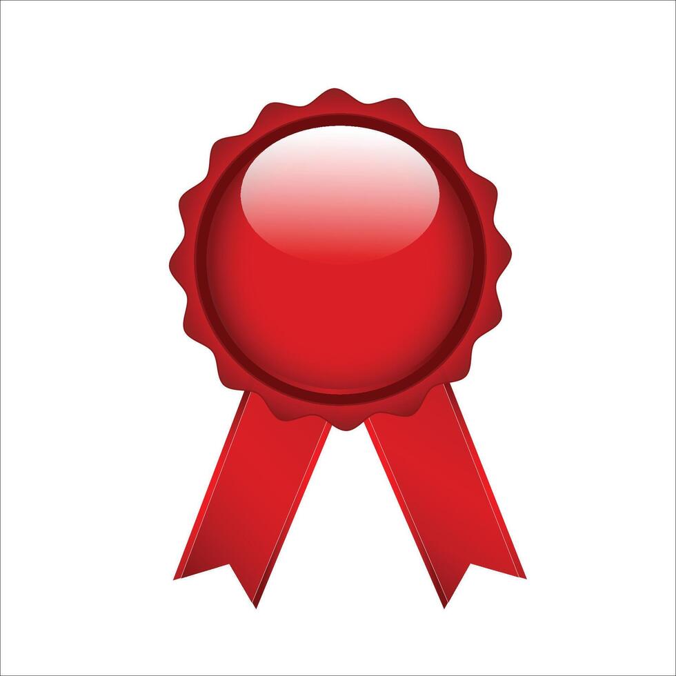 Red medal ribbon prize awards on white vector