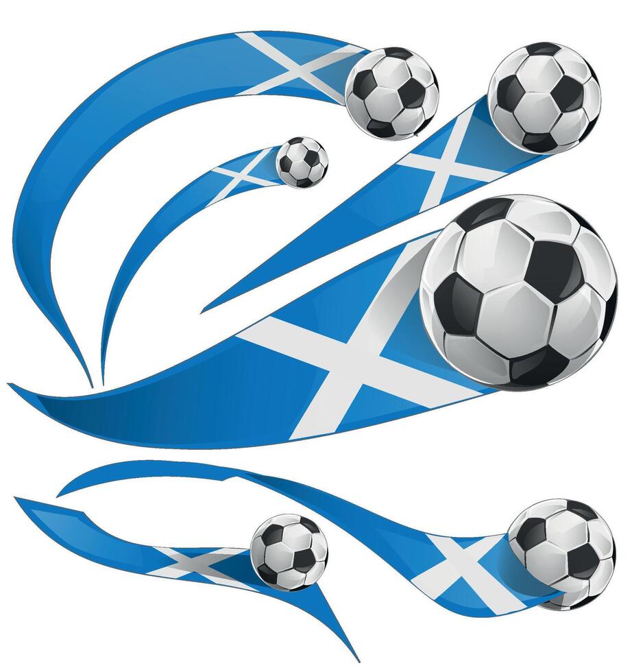 Scotland flag set with soccer ball set icon. illustration vector