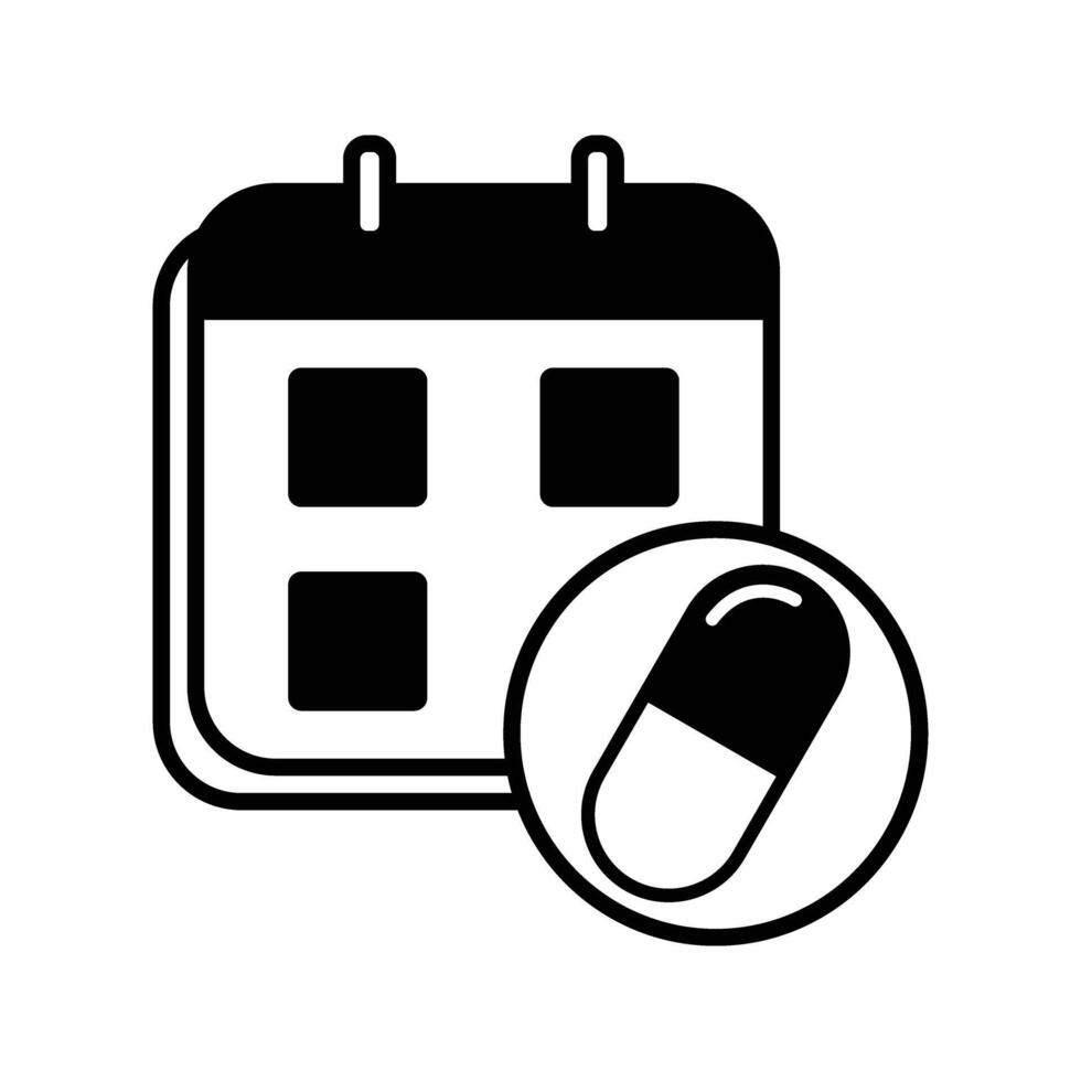 Calendar with medicine symbol, illustration of medical schedule icon vector