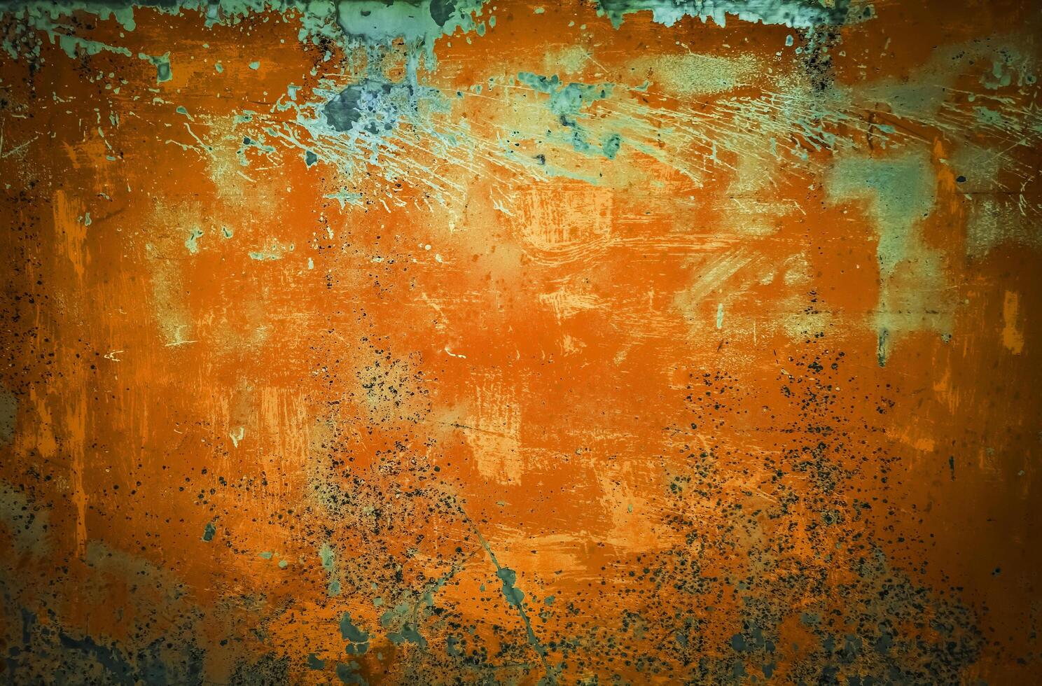 the texture of an old grunge metal blanket with the remains of a blue paint photo