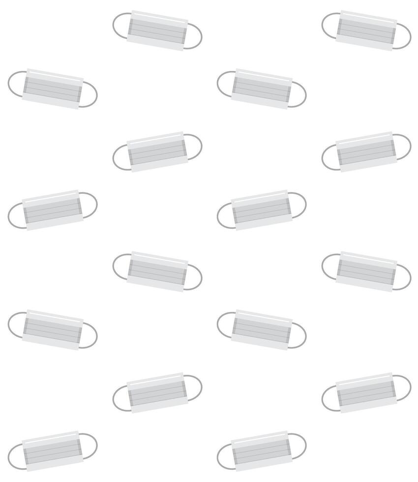 Seamless pattern of flat medical face mask vector