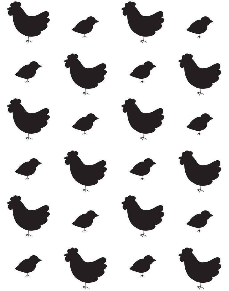 Seamless pattern of doodle chicken vector