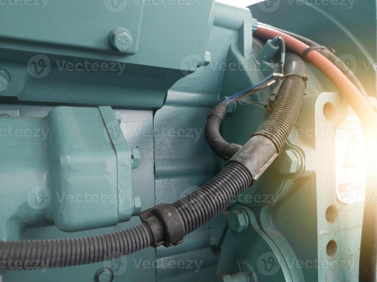 Wiring harnes with spiral insulation on the engine system. photo