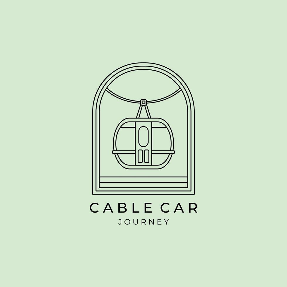 cable car with emblem and line art style logo icon template design. gondola illustration vector