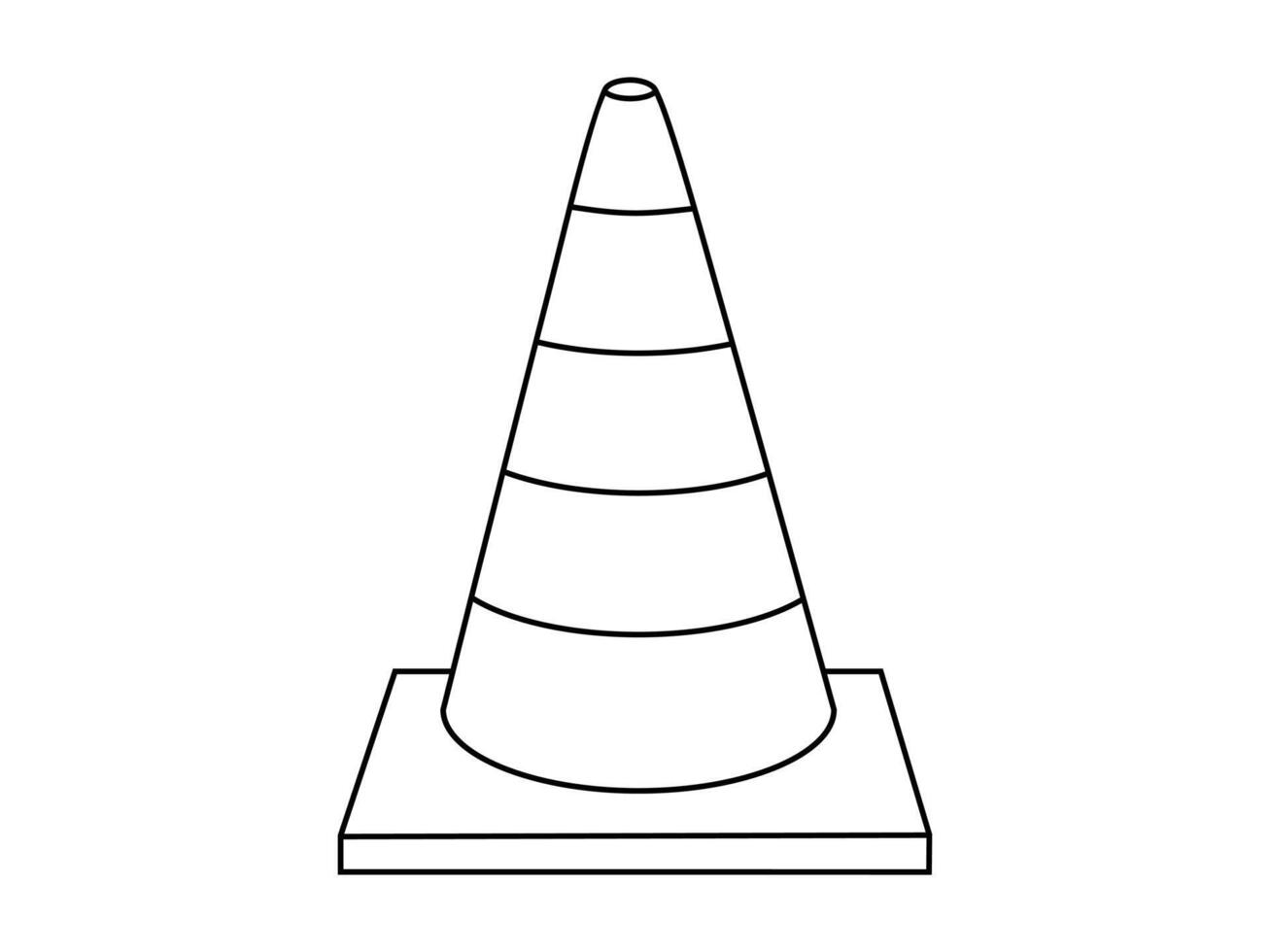 Hand drawn cute outline illustration of traffic cone. Flat road warning or caution sign in line art doodle style. Attention striped barrier icon. Stop signal. Settings or fix problem. Isolated. vector
