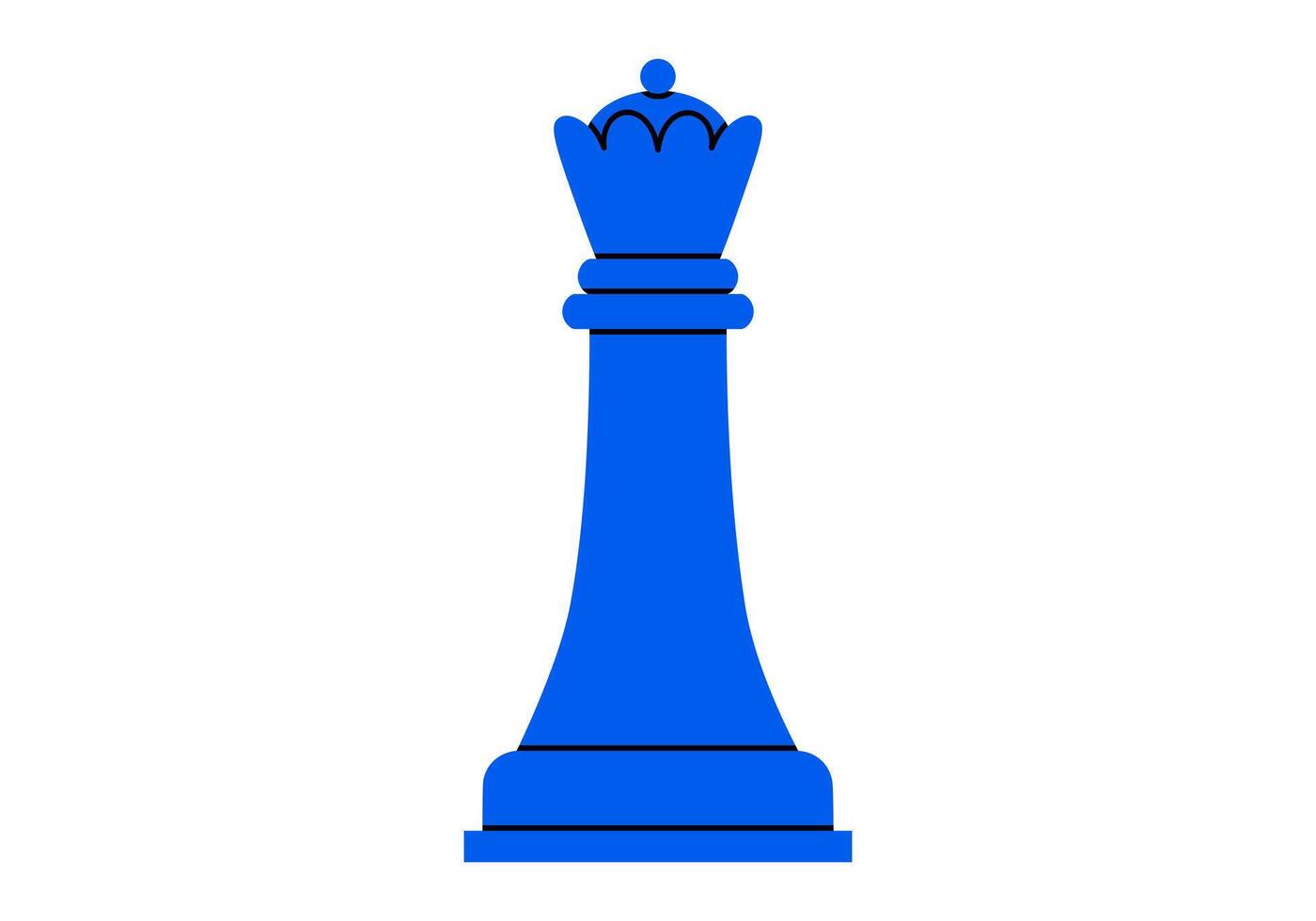 Hand drawn cute cartoon illustration of queen. Flat chess figure in doodle style. High ambitions. Strategy or intelligence icon. Success in competition. Tactic thinking. Board game. Isolated. vector