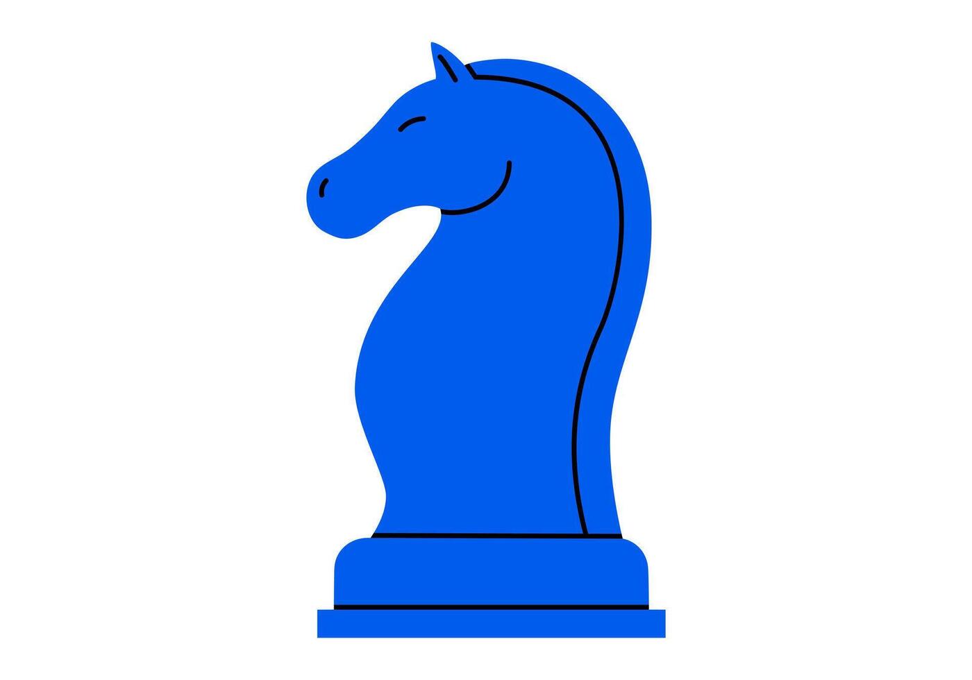 Hand drawn cute cartoon illustration of knight. Flat chess figure in doodle style. High ambitions. Strategy or intelligence icon. Success in competition. Tactic thinking. Board game. Isolated. vector