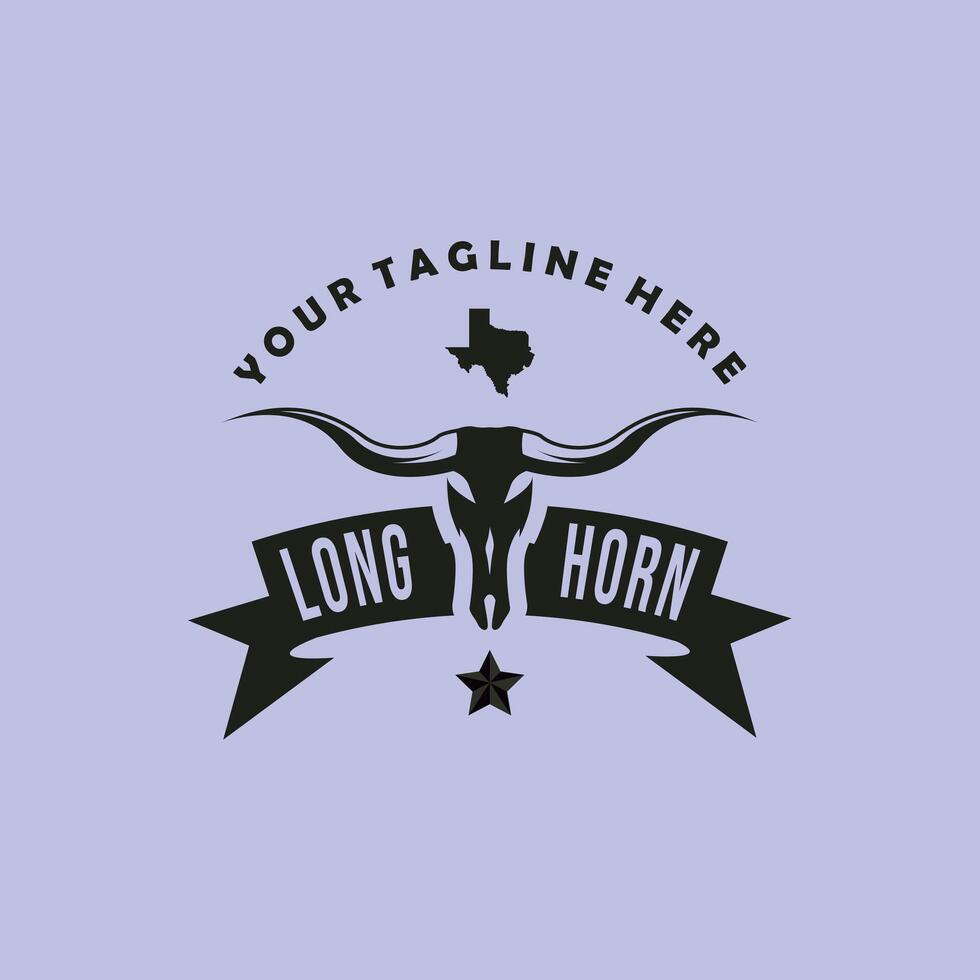 long horn vintage logo, icon and symbol, with emblem illustration design vector