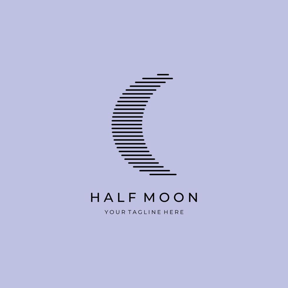 half moon line art logo template icon design vector