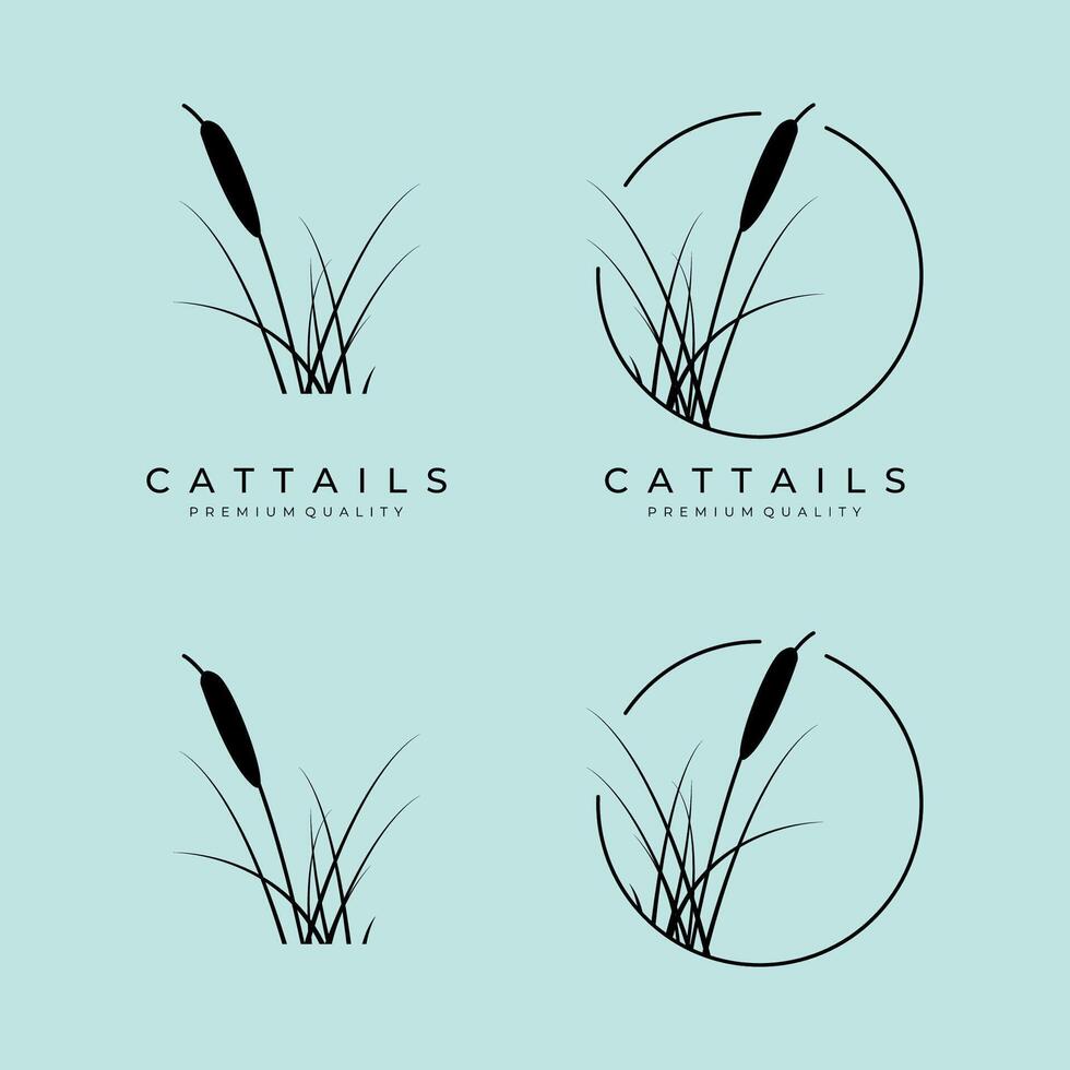Cattails logo set bundle illustration design, cattail icon vector