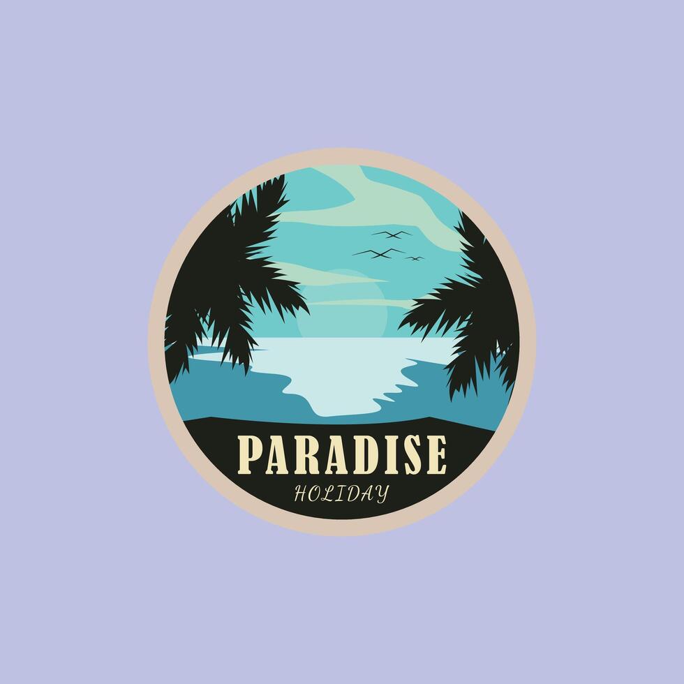 tropical paradise beach vintage illustration design, vintage travel design vector