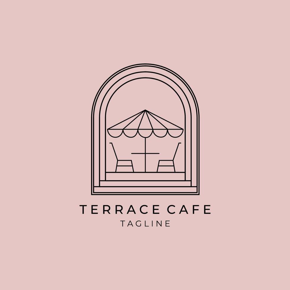 terrace icon line art logo minimalist illustration design vector