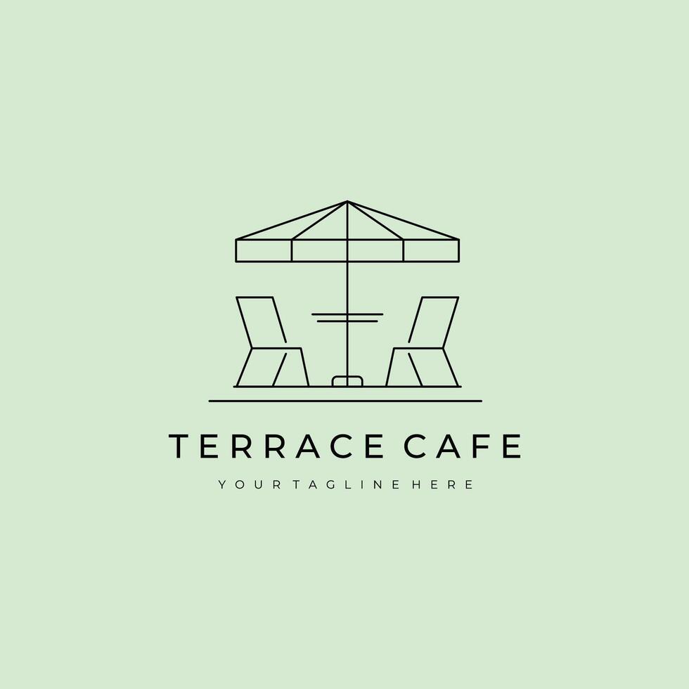 terrace cafe logo icon line art minimalist illustration design vector