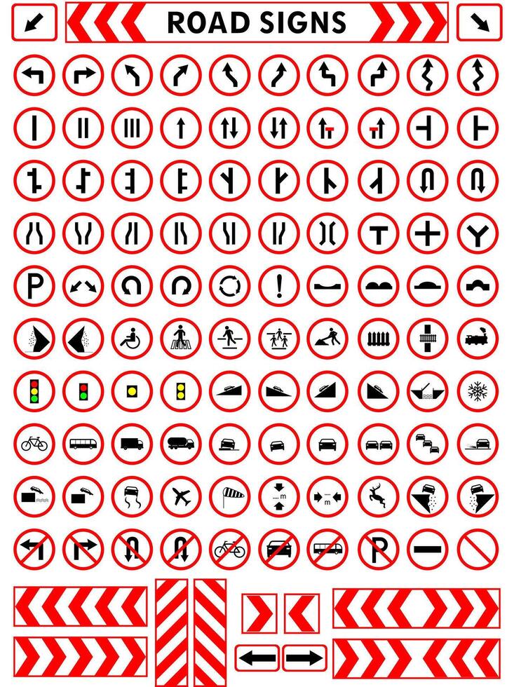 Road signs on pack. Traffic signs. Design illustration. vector