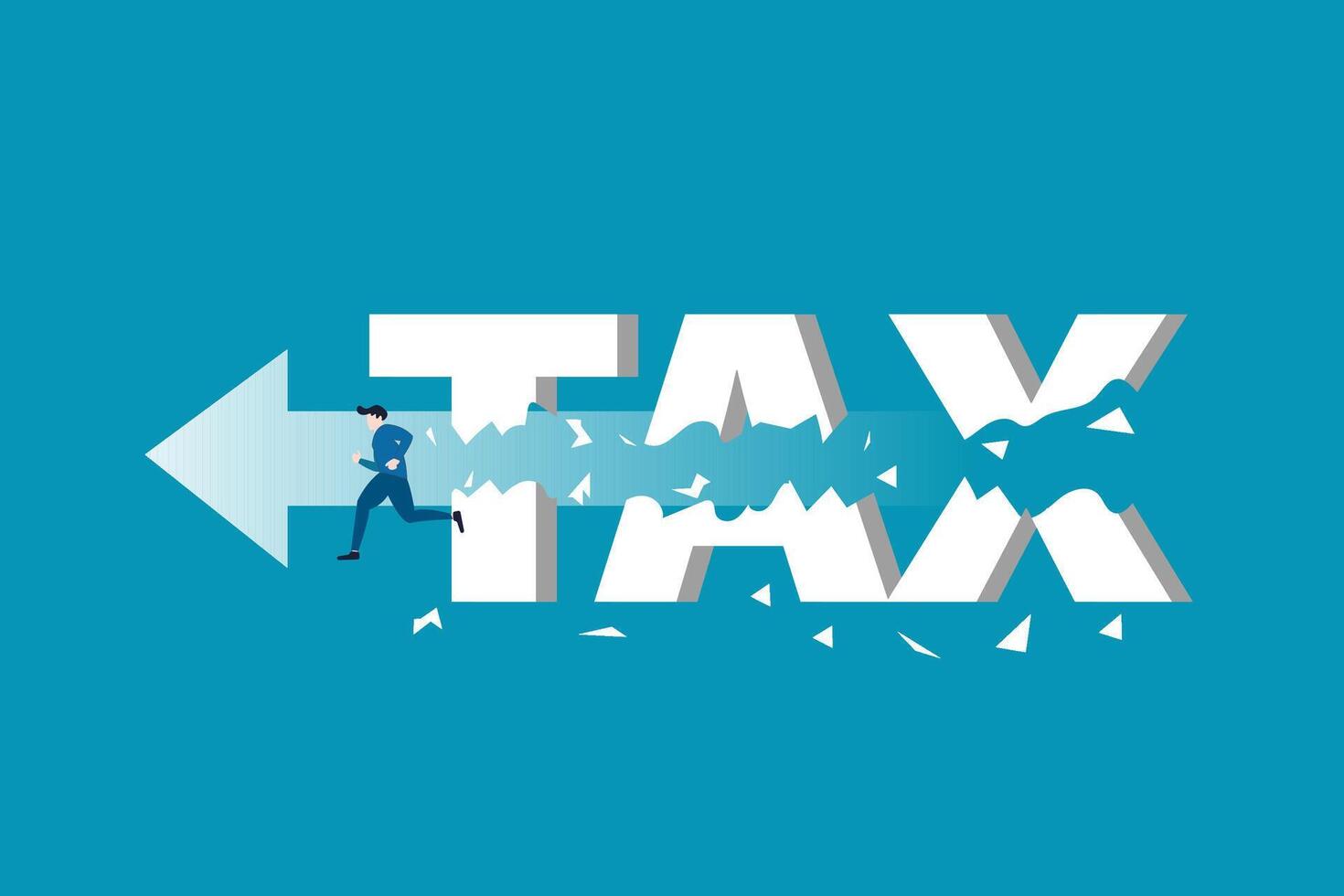 Tax payment destroy. income tax optimization and wealth management concept, professional wealth manager businessman running . vector