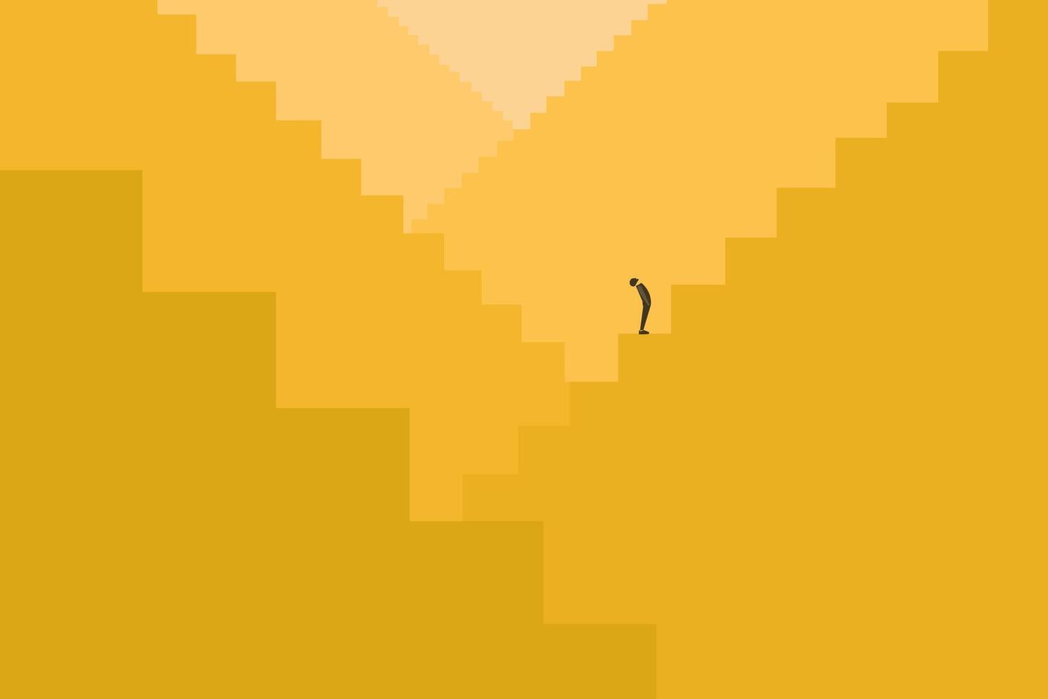 Businessman climbing and looking stair to goal , vision and opportunities. vector