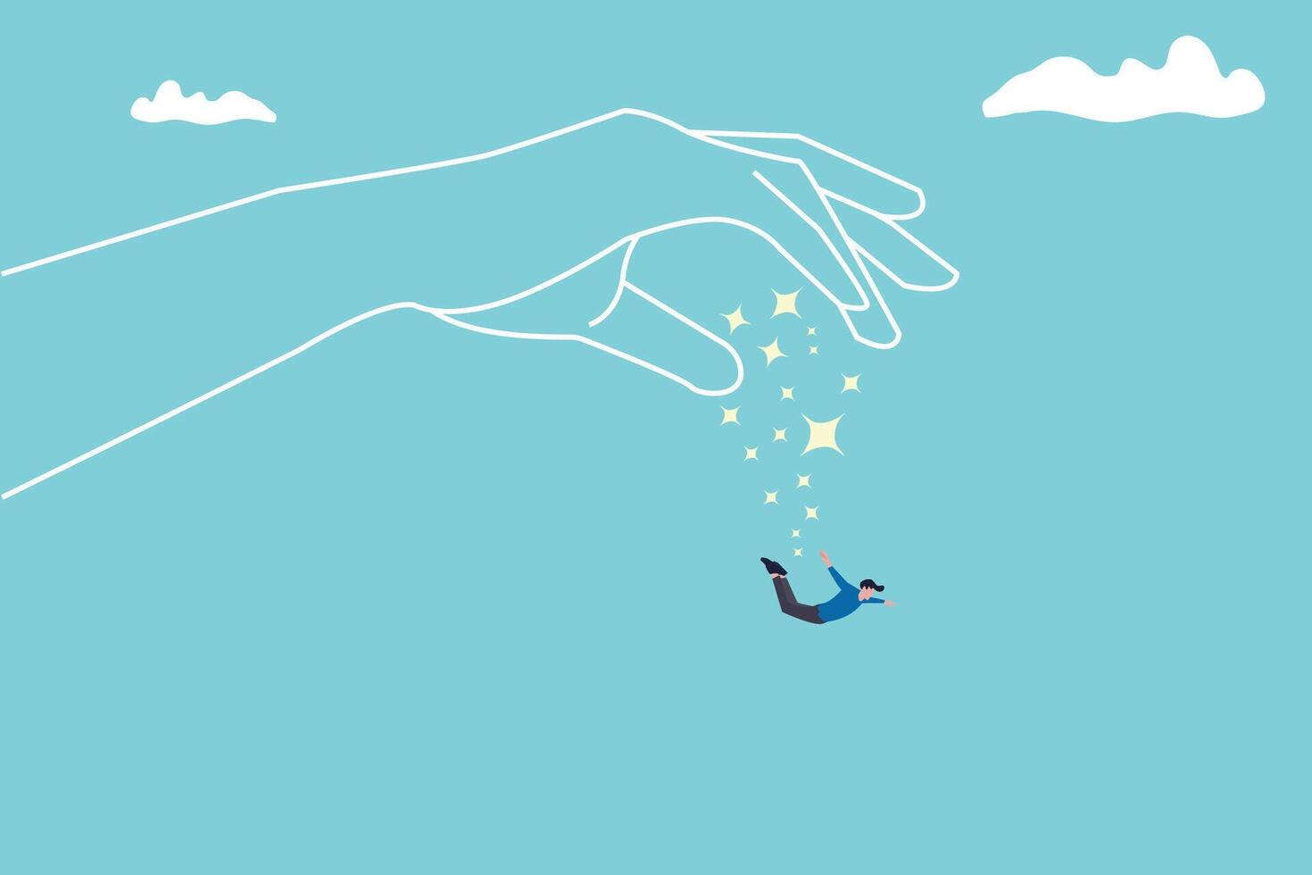 hands drop people with hope and stars. motivate best performance, cheering or honor on success or achievement concept. vector
