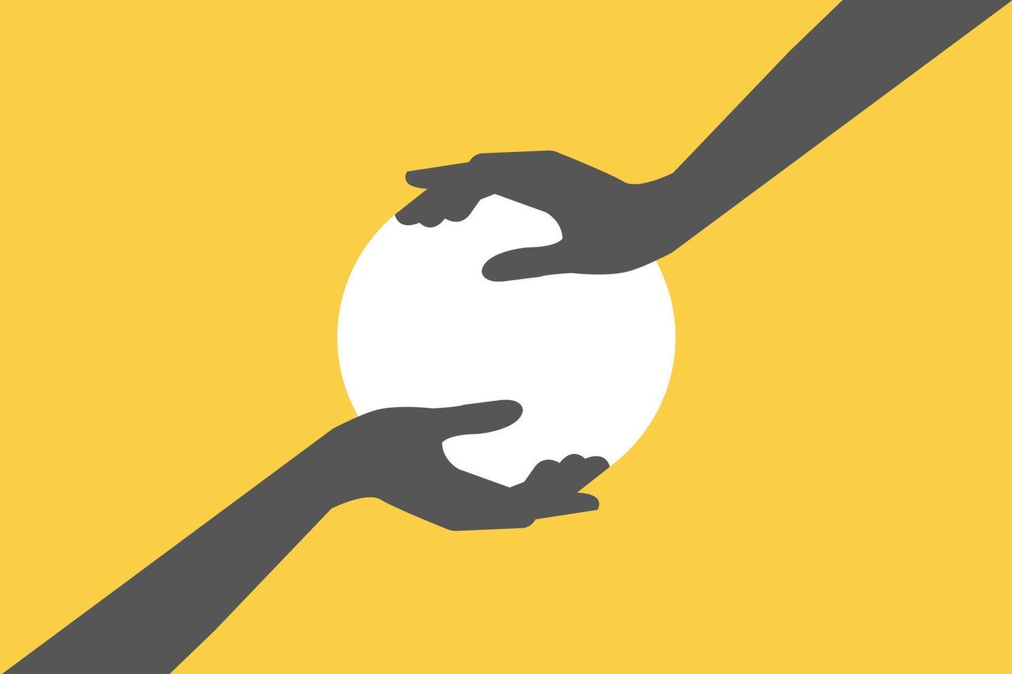 Two of hands protect object. saving, business, and management. vector