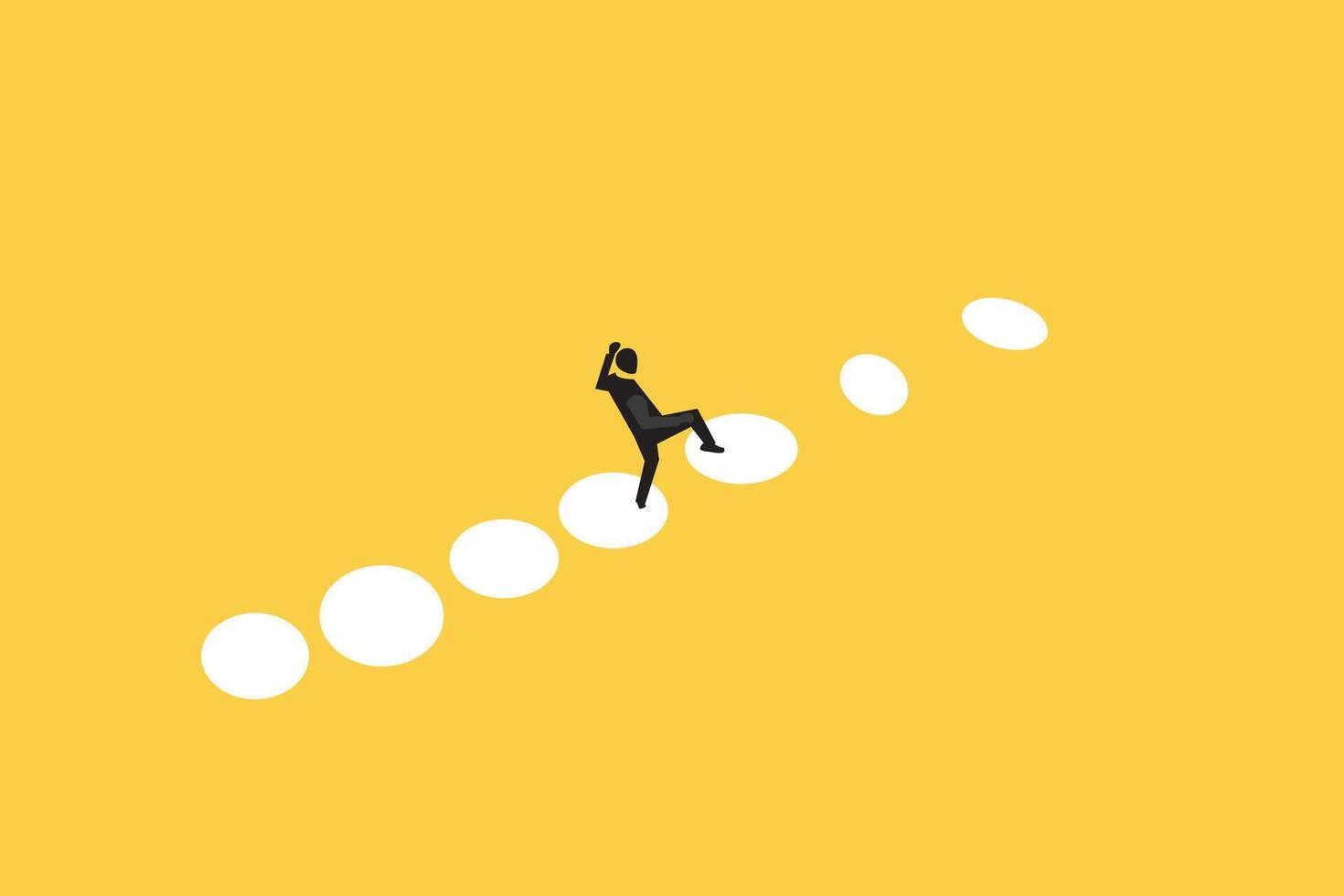 business man jumping on stepping stone vector