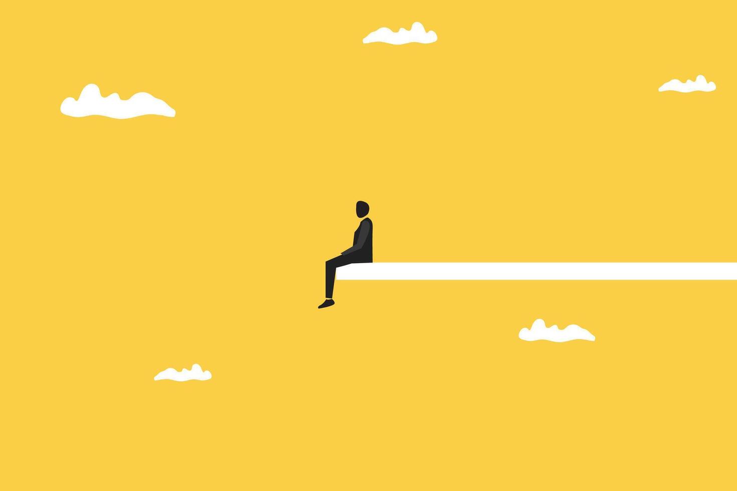 Side view of businessman sitting in the sky. Planning and strategy concept. vector