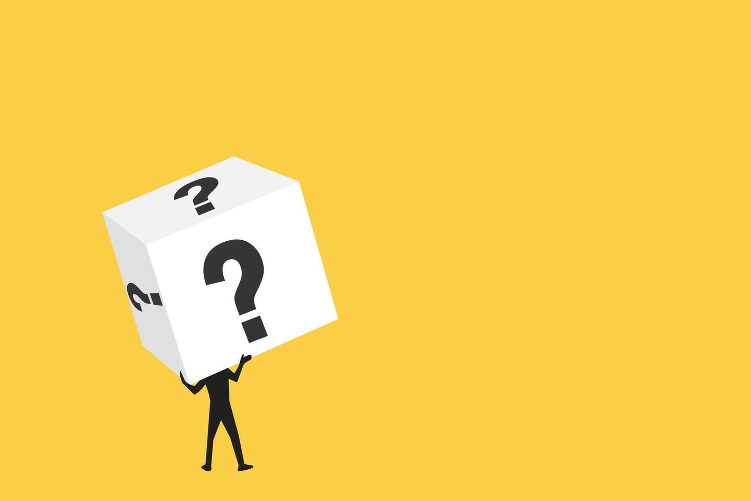 Man carrying heavy boxes with question mark sign vector