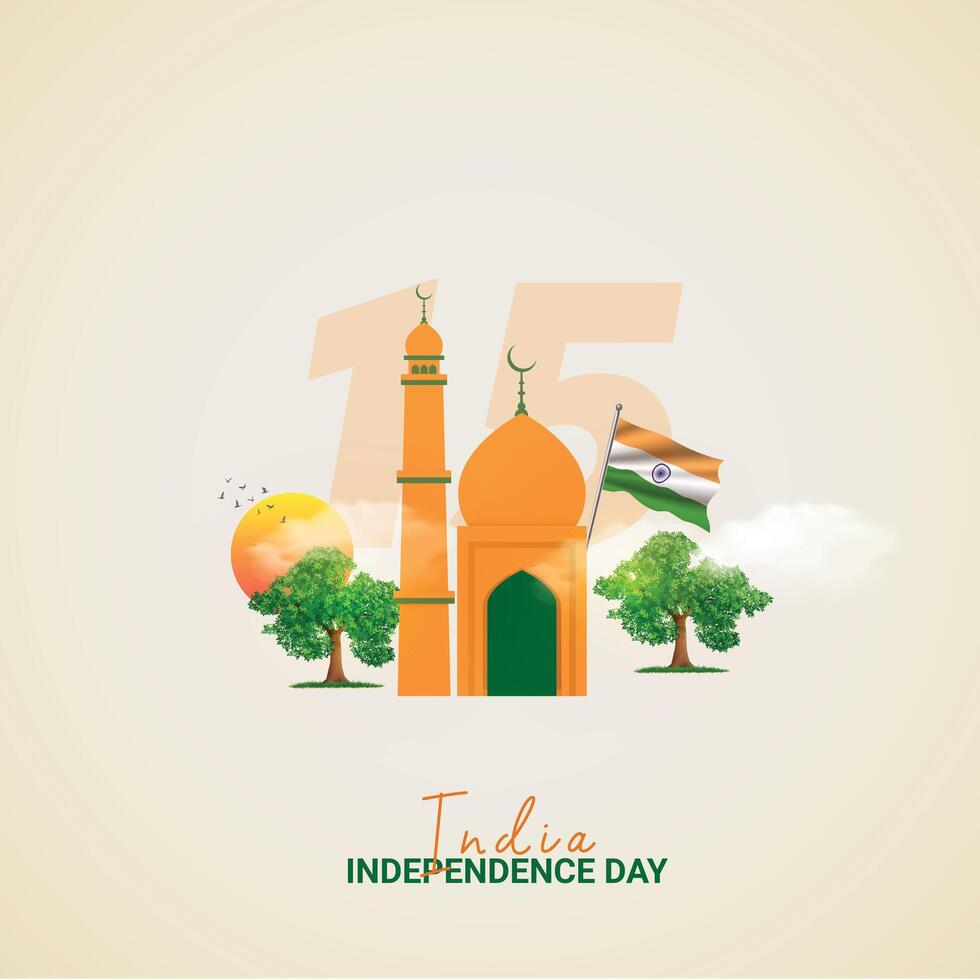 Indian Independence Day Crative Ads Design. Indian flag icon isolated on Template for background. Independence Day Poster, . illustration, August 8. Important day vector