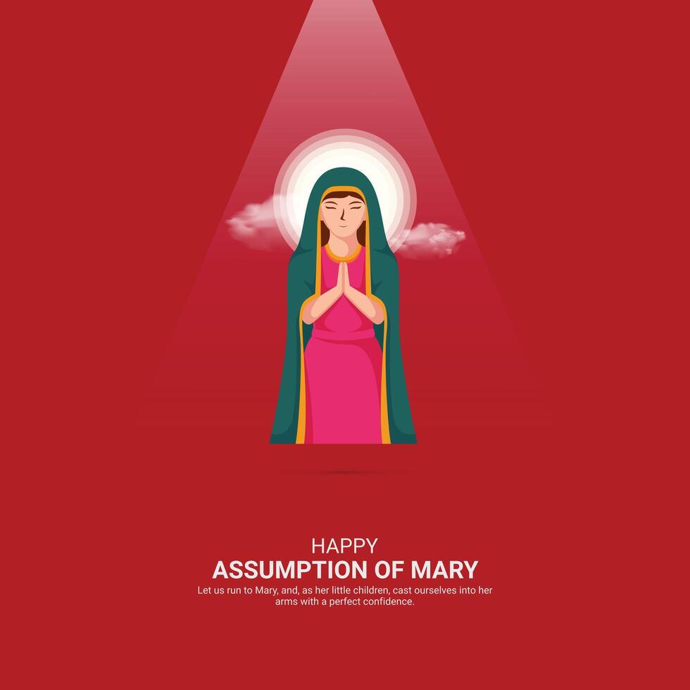 Assumption of Mary Crative Ads Design. Assumption of Mary icon isolated on Template for background. Assumption of Mary Poster, . illustration, August 8. Important day vector