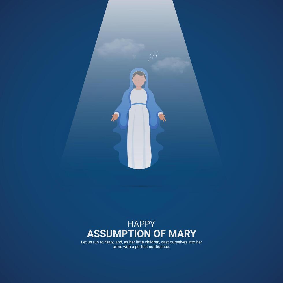 Assumption of Mary Crative Ads Design. Assumption of Mary icon isolated on Template for background. Assumption of Mary Poster, . illustration, August 8. Important day vector