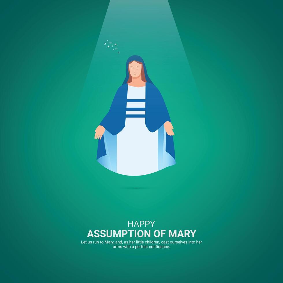 Assumption of Mary Crative Ads Design. Assumption of Mary icon isolated on Template for background. Assumption of Mary Poster, . illustration, August 8. Important day vector