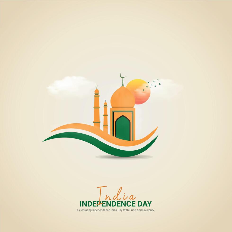 Indian Independence Day Crative Ads Design. Indian flag icon isolated on Template for background. Independence Day Poster, . illustration, August 8. Important day vector