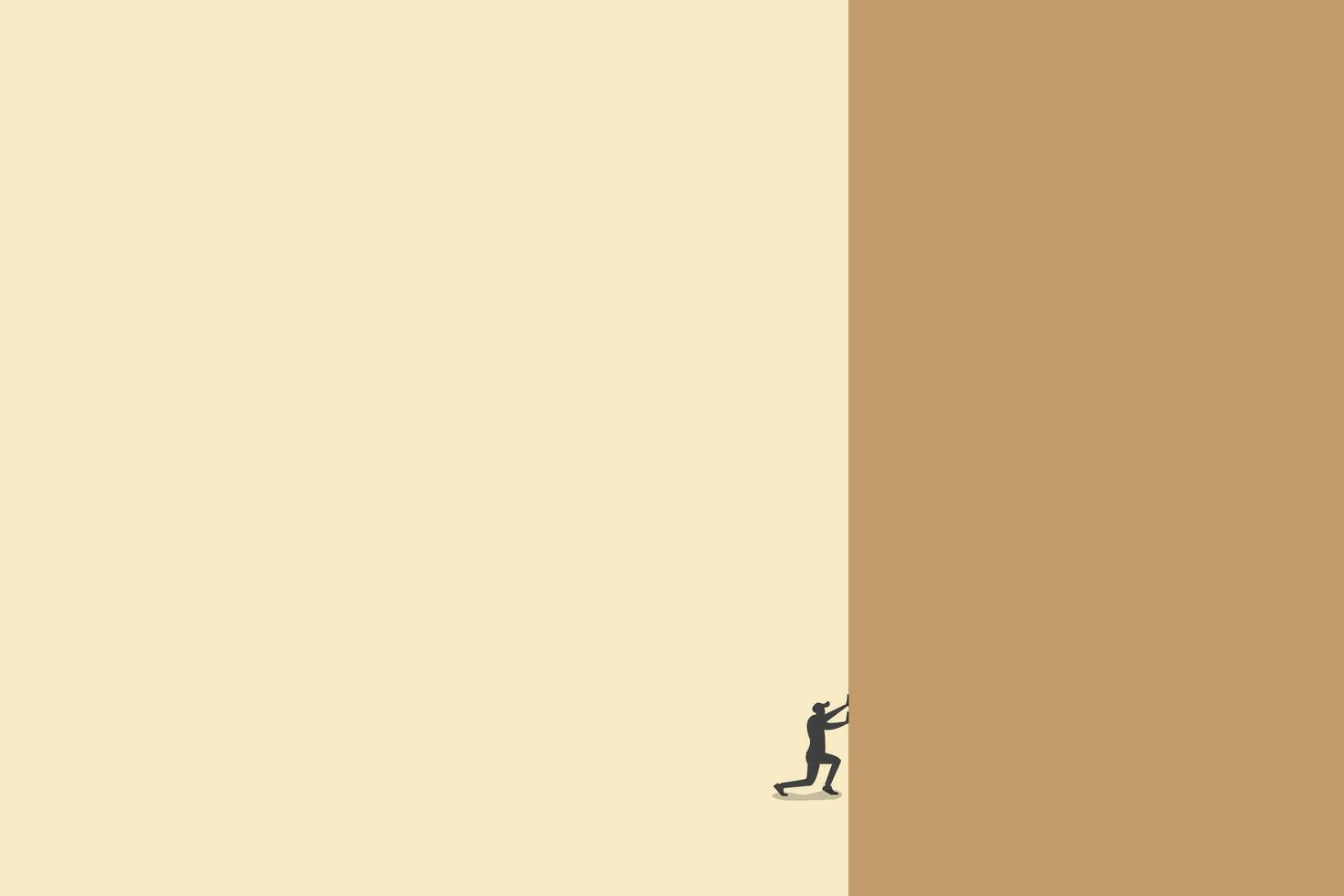 businessman push the wall. concept of strength, success, challenge and pressure. vector