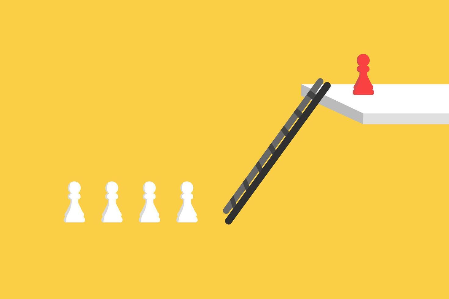 Printa chess pawn on the bottom and a chess pawn on top, concept of leadership achievement, growth and success. vector