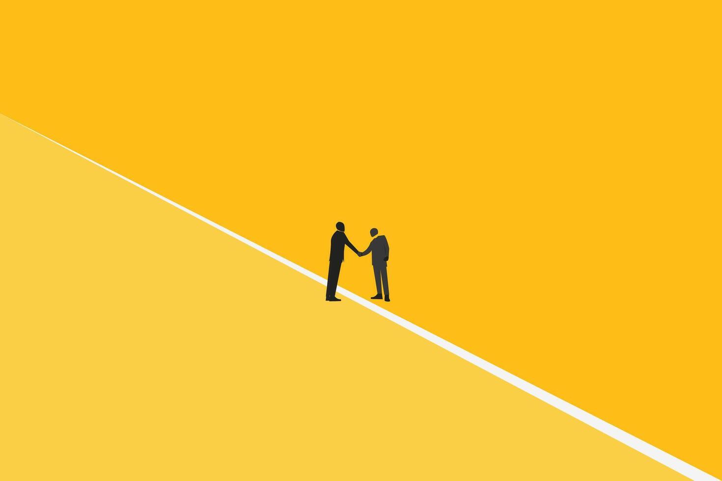 Business negotiation, deal making or acquisition, merger concept. Two men shaking hands. Minimal design. Eps10 illustration.eps. vector