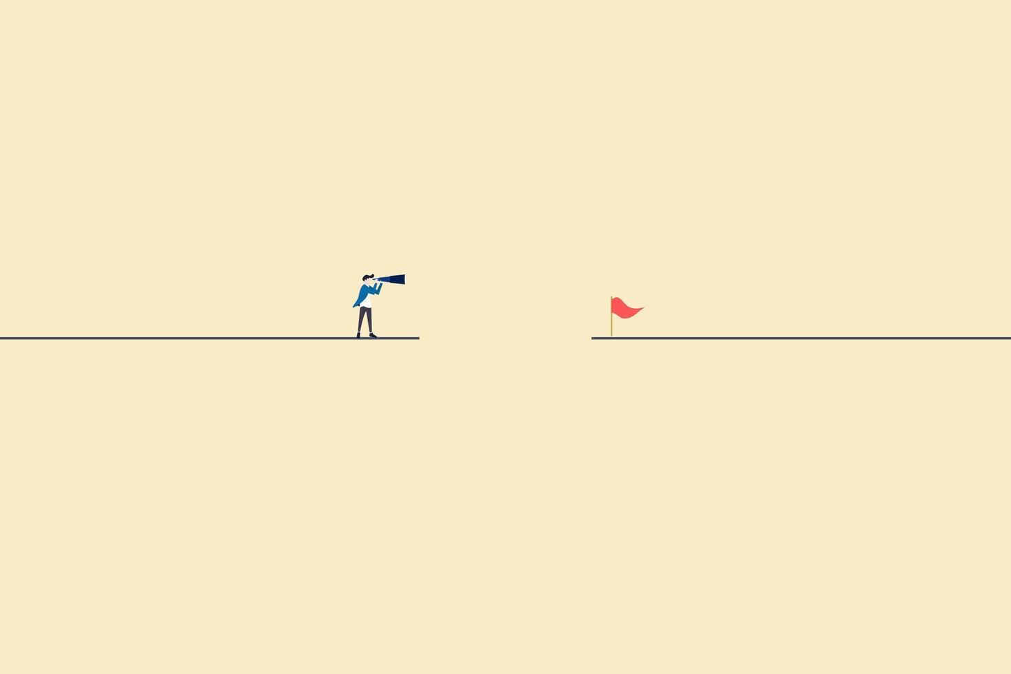 Businessman using binocular to look goal. concept of success, job, career and target. vector