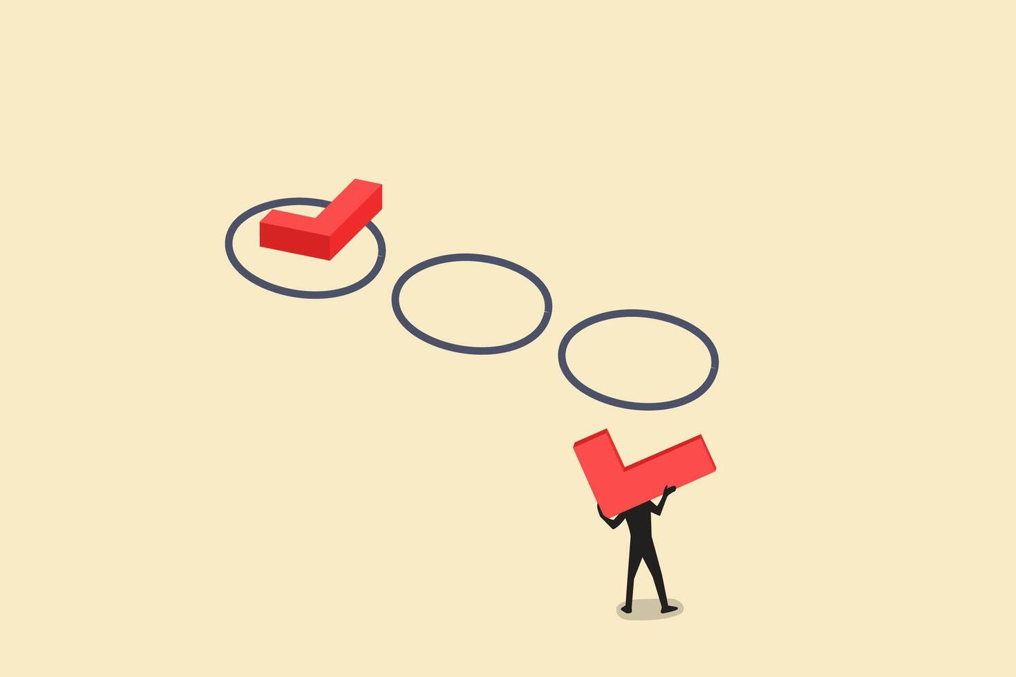 Project tracking, goal tracker, task completion or checklist to remind project progress concept, businessman project manager holding big check to completed tasks in project management time line. vector