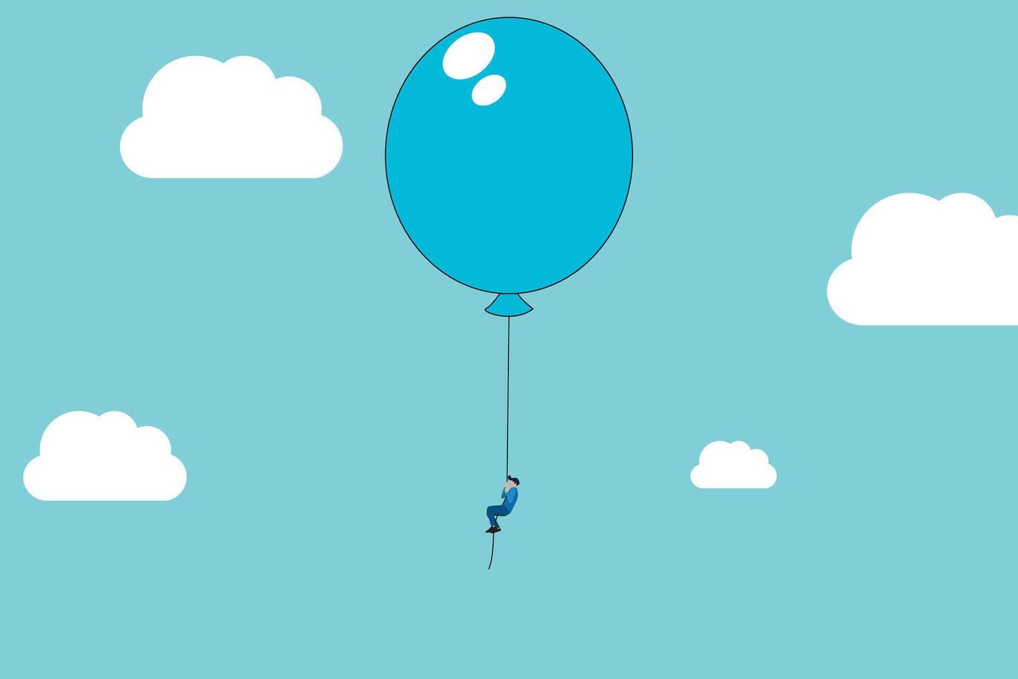 businessman flying with blue balloon. concept of Business growth and improvement, target high profit, career, stock market and success vector