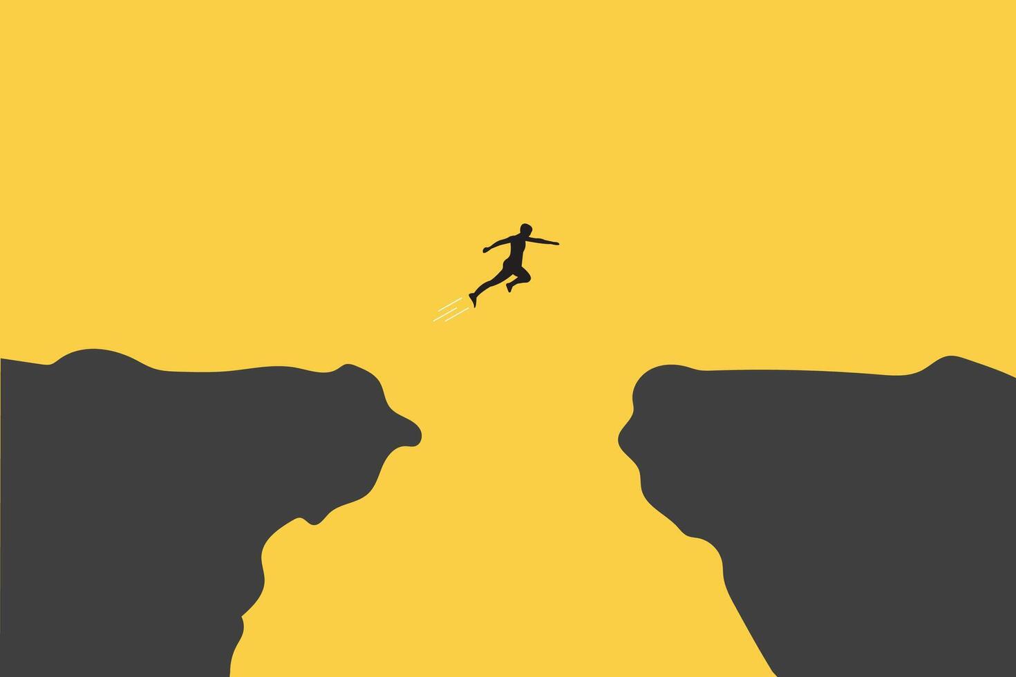 businessman jump through the gap. Concept of success, motivation, goal, professional growth. vector