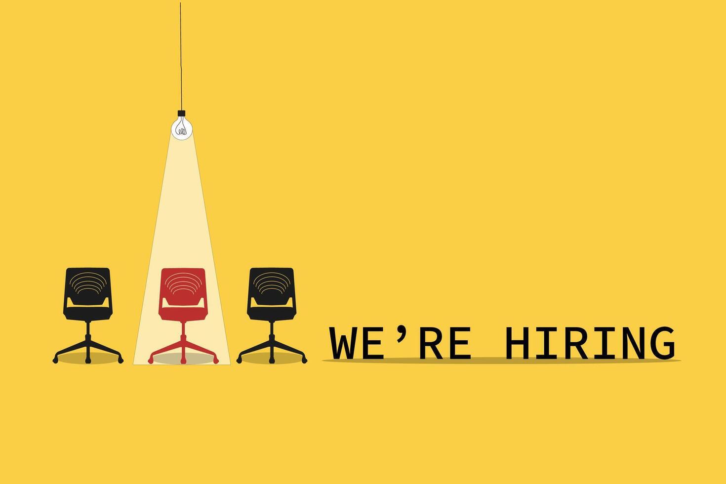 Hiring and recruitment poster or banner concept in minimalist style with CHAIR . Symbol of vacancies, job offers, career development, job advertisement. Eps10 illustration. vector
