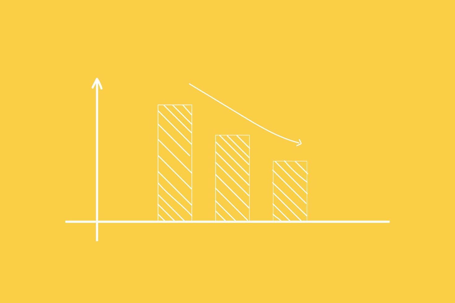 fall diagram with arrow falling down. Success business symbol. Business Crisis and Bankruptcy Concept vector