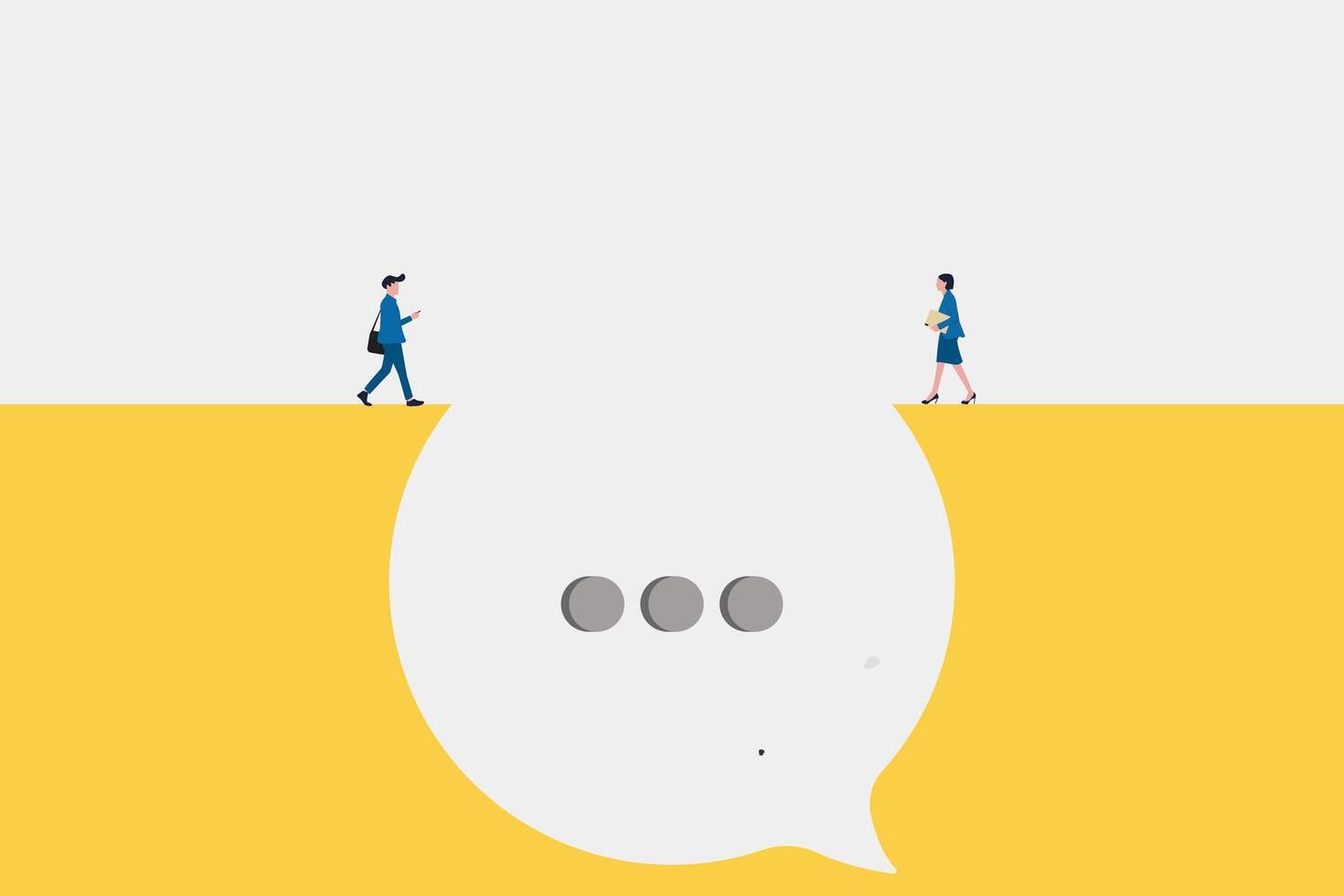 Communication gap between business man and businesswoman. concept of equality, issues, difference, dislike. vector