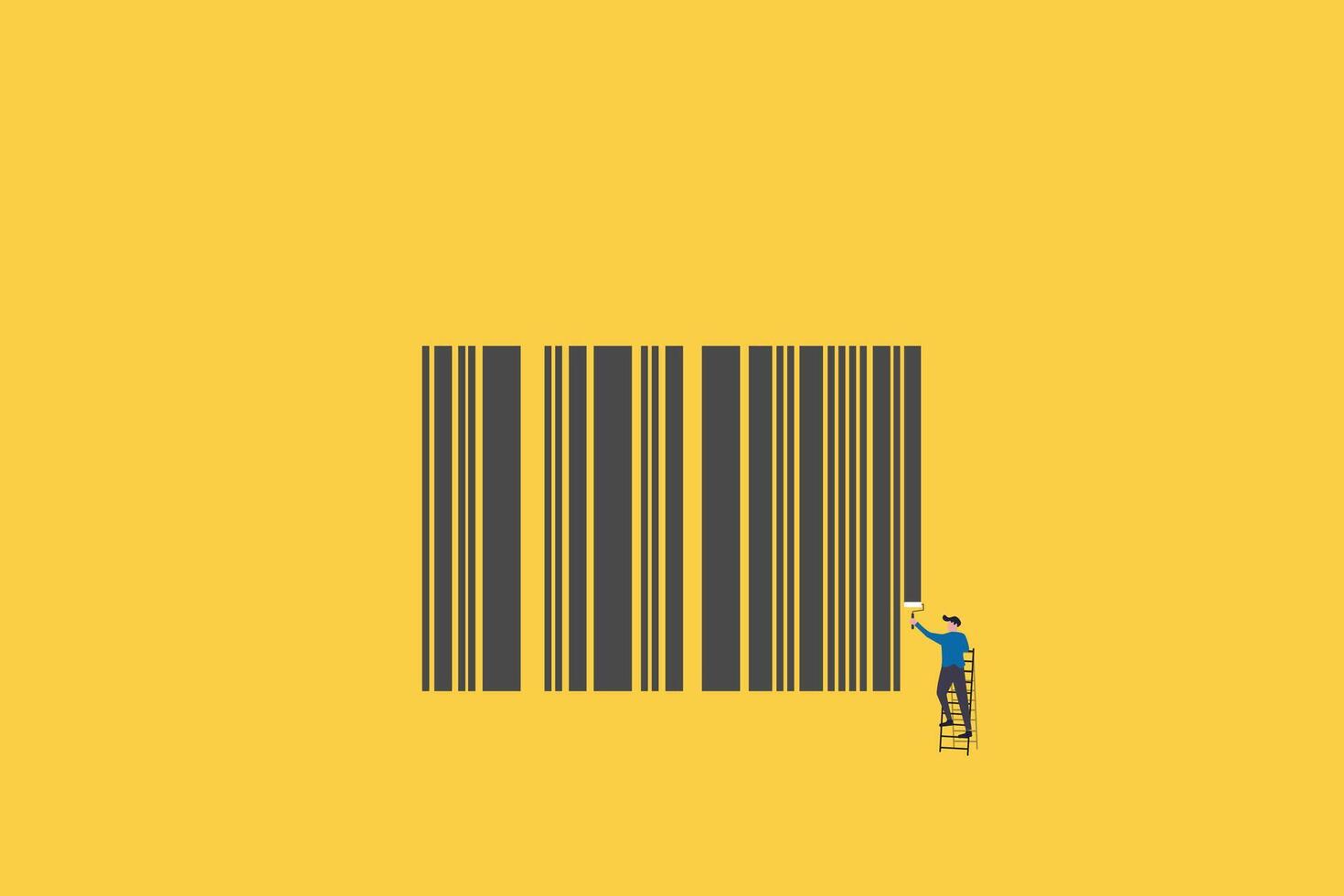 businessman drawing barcodes to Rebuild marketing strategy and create a new look for the company. vector
