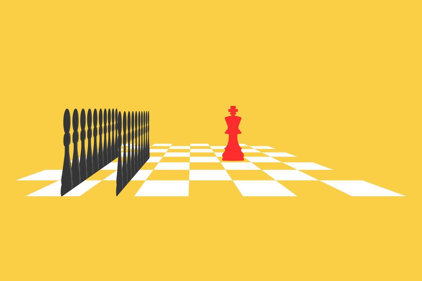 Chess leadership concept with red and black chess isolated in yellow background. 2 vector